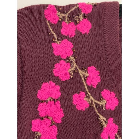 Lands'End Floral Embroidered Crewneck Sweater Size Large g28 - Picture 11 of 16
